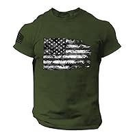 Mens 4th of July American Flag Summer Shirts Regular Fit Crew Neck Sport Tee Vintage Short Sleeve Patriotic Graphic T-Shirts