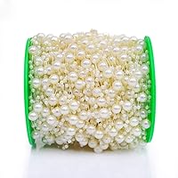 197 Ft Christmas Tree Beads Garland Plastic Bead Pearl Strands Chain Beads Roll for Christmas Wedding Party Home Decoration DIY Craft (Beige)