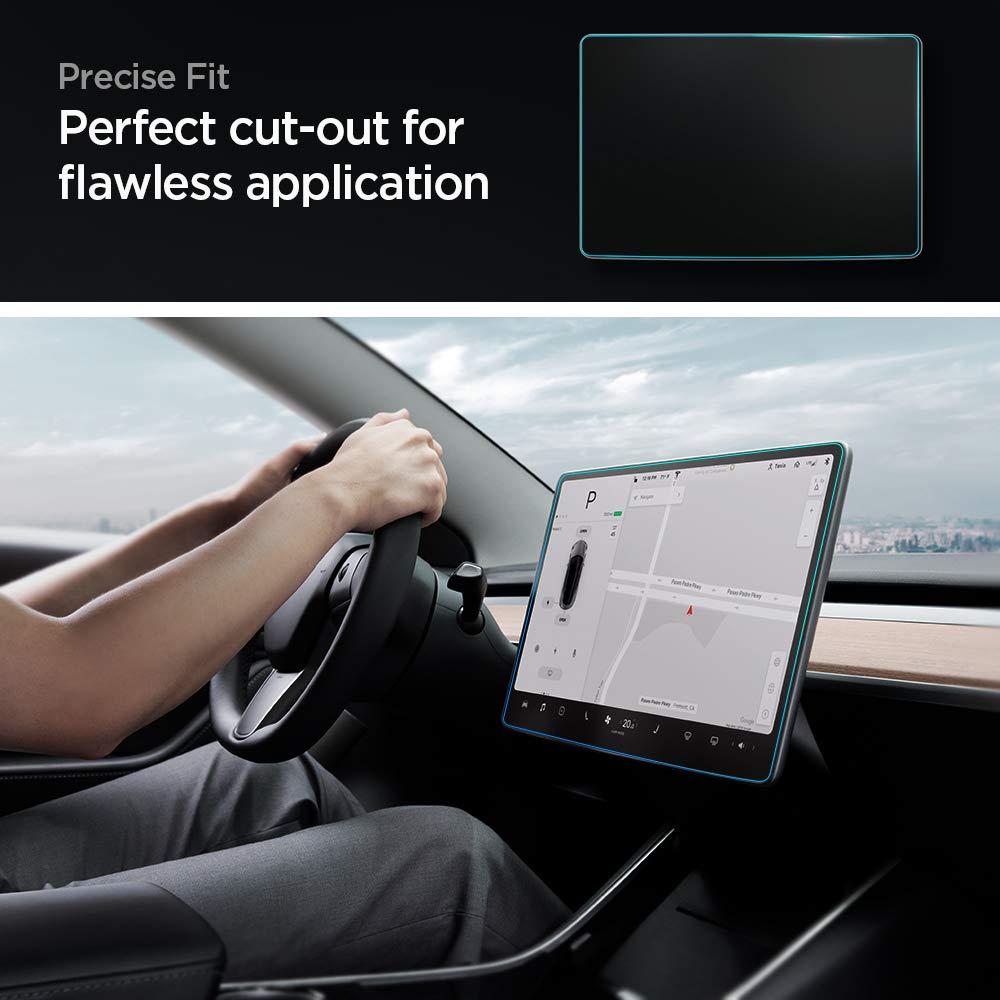 Spigen Tempered Glass Screen Protector [GlasTR EZ FIT] designed for Tesla Model 3 / Y Dashboard Touchscreen - Matte/Anti Fingerprint
