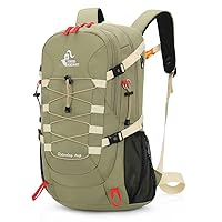 Bseash 40L Waterproof Hiking Backpack with Rain Cover, Outdoor Sport Travel Bag Daypack for Camping Climbing Skiing Cycling (Pea-green)