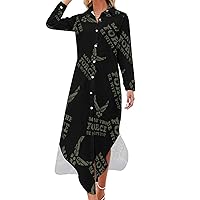 May The Force Be with You Women Shirt Dress Button Down Maxi Dress Long Swing Dress Casual Party Dresses