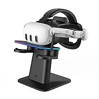 KIWI design RGB Vertical Charging Stand and SPC Battery Head Strap Compatible with Quest 3