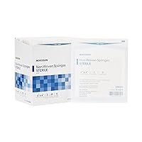 McKesson Non-Woven Sponges, Sterile, 6-Ply, Polyester/Rayon, 4 in x 4 in, 2 Per Pack, 25 Packs, 50 Total