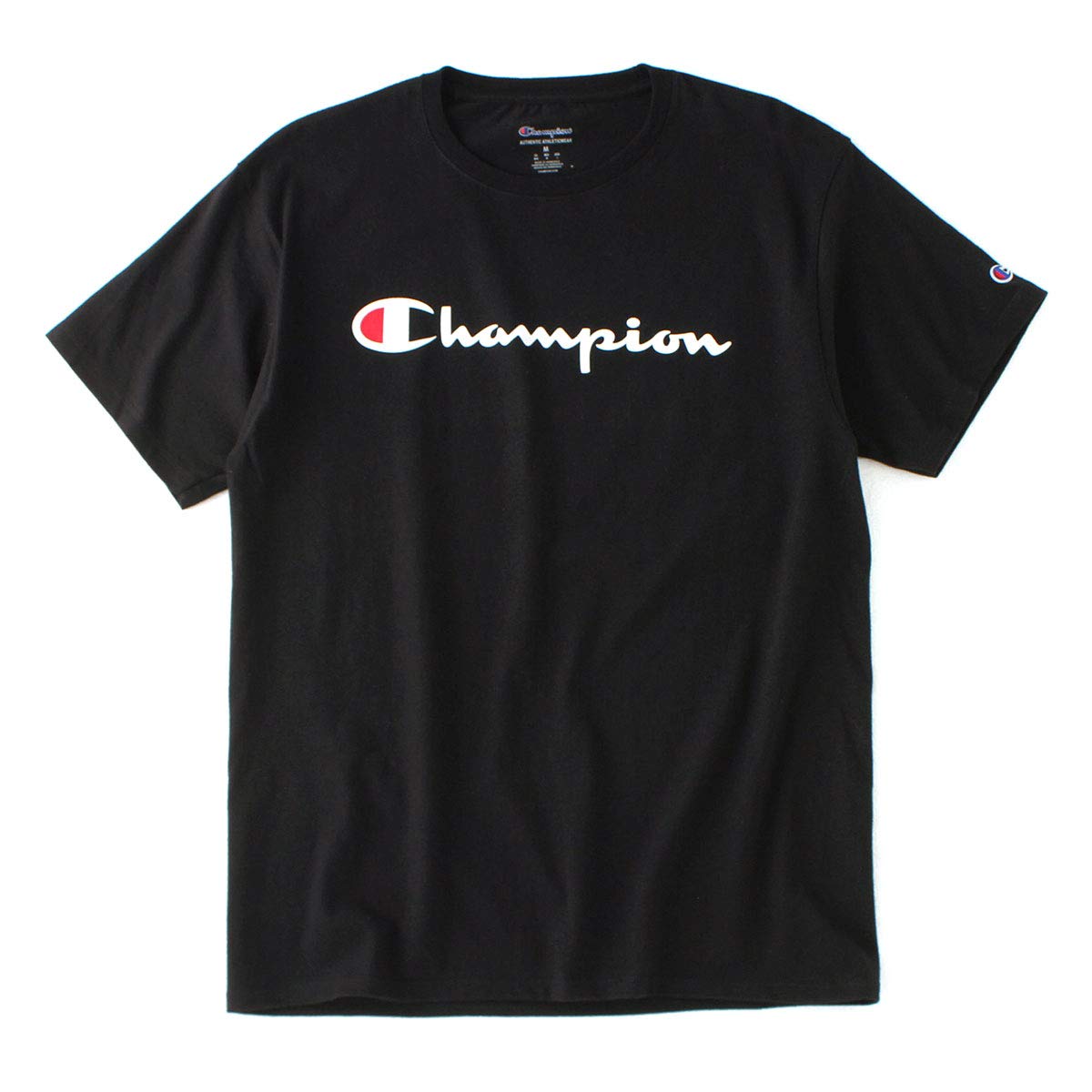 Champion Men's Classic Jersey Script T-Shirt, Black, M