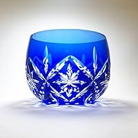 Otaru Kiriko Kitaichi Glass, Lapis Covered Glass, Short Rock Glass