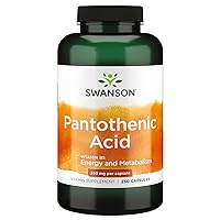 Swanson Pantothenic Acid (Vitamin B-5) Energy Metabolism Nerve Function Support 250 mg 250 Capsules