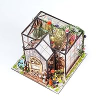 MINDEN 3D Wooden Miniature Puzzle, Greenhouse Theme Handmade Miniature Art Cottage Model, Creative Ornament