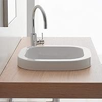 Scarabeo 8047/A-No Hole Next Square Ceramic Built In Sink, White