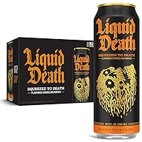 Liquid Death, Squeezed To Death Sparkling Water, Orange Flavored Sparkling Beverage Sweetened With Real Agave, Low Calorie & Low Sugar, 8-Pack (King Size 19.2oz Cans)