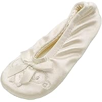 isotoner Girl's Satin Ballerina with Embroidered Pearl