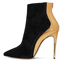 FSJ Women Fashion High Heel Ankle Boots with Rivets Closed Pointed Toe Stilettos Zipper Unique Style Shoes Size 4-15 M US