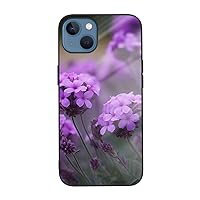 Lavender Purple Flowers Printed Case for iPhone 13 Mini Case, Tempered Glass Shockproof Phone Case Cover for iPhone 13 Mini 5.4 Inch, Not Yellowing