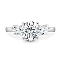 Kiara Gems 3 TCW Round Colorless Moissanite Engagement Ring for Women/Her, Wedding Bridal Ring Sets, Eternity Sterling Silver Solid Gold Diamond Solitaire 4-Prong Sets, for Her