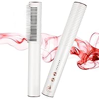 Hair Straightener Brush, 2-in-1 Hair Straightening Brush with 20min Auto-Off, Anti-Scald, Convenient to Carry, 5 Temp Setting Ceramic Straightening Brush, Fast-heating Straightening Comb for Styling
