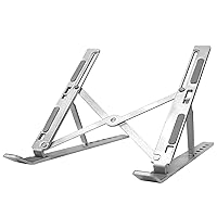Como Life Portable Aluminum PC / Tablet Stand (Compatible up to 17 inches), Computer Stand, Tablet Stand, Foldable, Portable, Anti-Slip, 6 Angle Adjustment, Compact, Slim, Lightweight, Eye