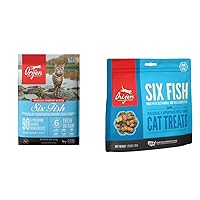 ORIJEN® Dry Cat Food, Grain Free, Premium, High Protein, Fresh & Raw Animal Ingredients, Six Fish, 12lb Freeze Dried Cat Treats, Six Fish, 1.25oz