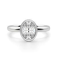 Riya Gems 2 CT Oval Colorless Moissanite Engagement Ring for Women/Her, Wedding Bridal Ring Sets Sterling Silver Solid Gold Diamond Solitaire 4-Prong Set Ring