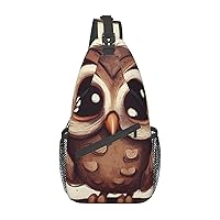 Cute Owl Crossbody Sling Backpack Sling Bag for Women Hiking Daypack Chest Bag Shoulder Bag
