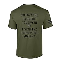 Mens Patriotic Tshirt Love The Country You Live in American Flag Short Sleeve T-Shirt