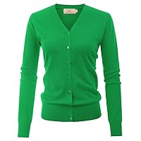 Women's Long Sleeve Button Down Sweater Classic V-Neck Knit Cardigan