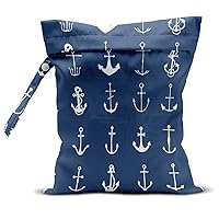 Wet Bag, Wet Dry Bag, Wet Bag for Swimsuit, Travel, Beach, Pool, Stroller, Diapers, Dirty Yoga Gym Clothes, Makeup Bag, Waterproof Reusable Beach Bag Anchor Sea Turtle Pirate Blue