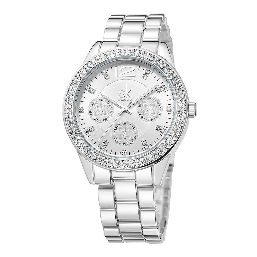 Women Easy Reader Date Expansion Watch Ladies Quartz Clock Female Bracelet Quartz Wrist Watch 8126