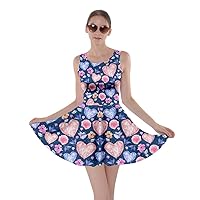 CowCow Womens Swing Dress Roses Floral Cute Valentines Day Love Hearts Skater Dress, XS-5XL