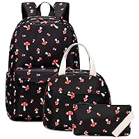 Girls School Backpacks for Kids Teens, 3-in-1 School Bag Bookbags Set with Lunch Bag Pencil Case