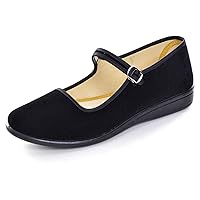 Mary Jane Shoes for Women Dressy Retro Square Toe Ankle Strap Flats Comfortable Ballet Flats