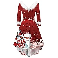 XJYIOEWT Spring Maxi Dresses for Women 2024 Trendy,Women's Slim Easter Sweatershirts Long Sleeve Snowman Print Faux-Plus