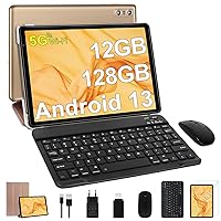SEBBE Tablet 10 Inch Android 13 Tablet PC 12GB RAM + 128GB ROM (1TB TF) Octa-Core 2.0 GHz, Google GMS | Bluetooth 5.0 | 5G WLAN | 6000mAh | 1280 x 800 | 5MP + 8MP, Tablet with Keyboard and Mouse Gold