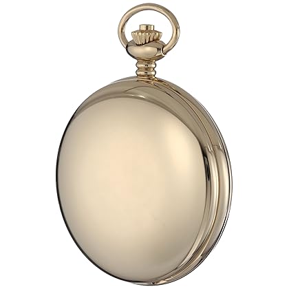 Charles-Hubert, Paris 3905-G Premium Collection Gold-Plated Stainless Steel Polished Finish Double Hunter Case Mechanical Pocket Watch