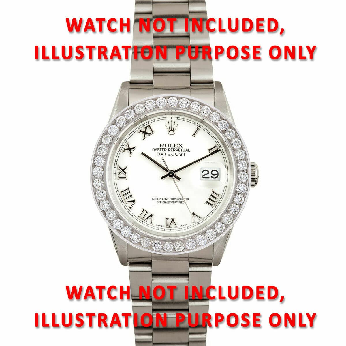Ewatchparts 36MM 3CT BEAD SET DIAMOND BEZEL 14KW COMPATIBLE WITH ROLEX DATEJUST, PRESIDENT 36MM WATCH