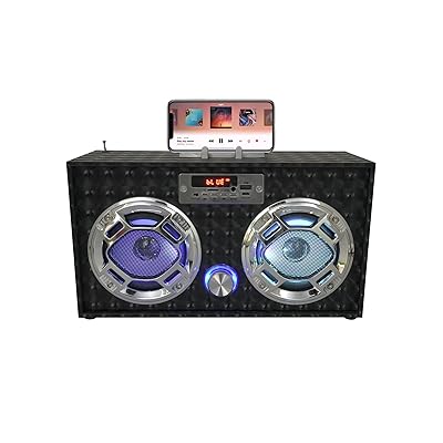 Wireless Express - Mini Boombox with LED Speakers – Retro Bluetooth Speaker  w/Enhanced FM Radio - Perfect for Home and Outdoor (Retro)