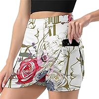 ALTQPG Tower Windmill Women's Tennis Skirts Inner Shorts Stretchy Athletic Skorts Mini Skirt with Pocket