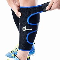 Odoland Calf Compression Sleeve Calf Brace for Calf Pain Relief Strain, Sprain, Tennis Leg and Calf Injury - Guard Leg and Adjustable Shin Splints Support for Sport Recovery Fitness and Running, Blue