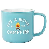Pavilion Gift Company Large 17 Oz Stoneware Coffee Cup Mug Life Is Better By The Campfire, Blue