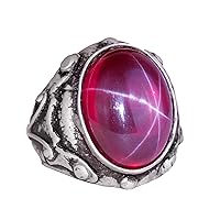 KAMBO Genuine Real Natural Star Ruby Gemstone Ring, Minimalist Ring, 925 Solid Sterling Silver Ring