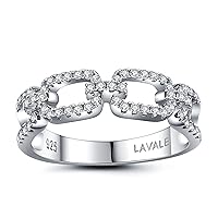 LAVALE Moissanite Wedding Band for Women,Twist Link D Color VVS1 Lab Created Diamond Rings,Half Eternity Stackable Band Ring,S925 Sterling Silver Chain Link Ring