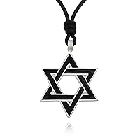 Jewish Star of David Israel Silver Pewter Charm Necklace Pendant Jewelry