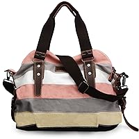 SNUG STAR Canvas Handbag Multi-Color Striped Lattice Cross Body Shoulder Purse Bag Tote-Handbag for Women
