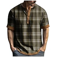 Men's Vintage Western Ethnic Print Top Collar Button Henley Shirt Outdoor Sports Sweater T Shirt Trendy Tee Tops