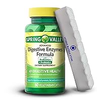 Spring Valley, Advanced Digestive Enzymes with Probiotics and Prebiotics, 60 Capsules + 7 Day Pill Organizer Included (Pack of 1)
