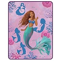 Franco Disney Princess Ariel The Little Mermaid Live Action Movie Kids Bedding Super Soft Plush Micro Raschel Throw, 46 in x 60 in, (Official Licensed Product)
