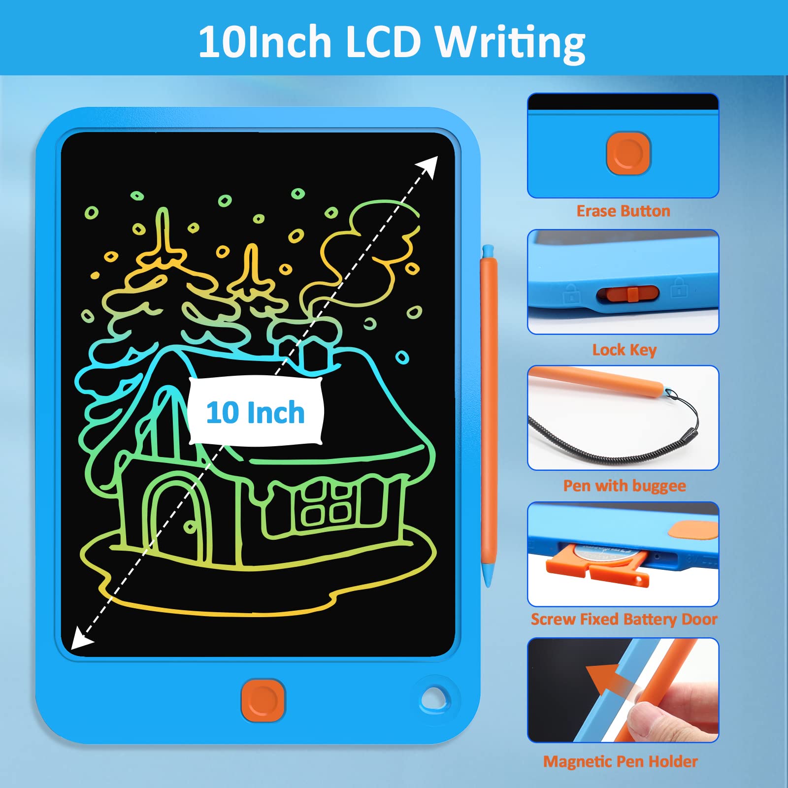 bravokids Toys for 3-6 Years Old Girls Boys, LCD Writing Tablet Doodle Board 10 Inch