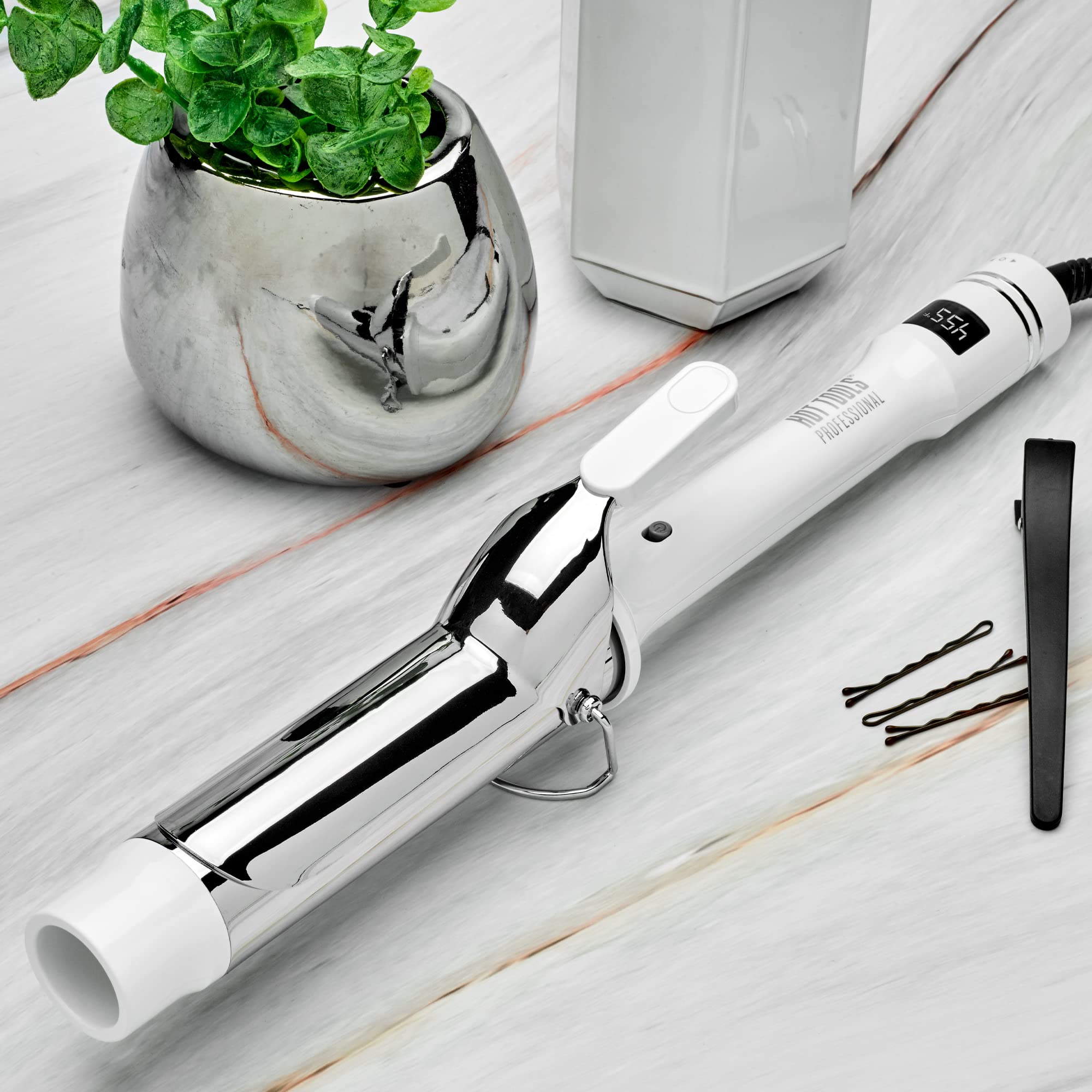 HOT TOOLS Pro Artist White Gold Digital Curling Iron, 1-1/2 inch