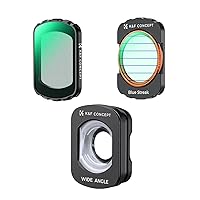 K&F Concept Wide-Angle Lens & Black Diffusion 1/2 & Blue Streak Filter Compatible with DJI Osmo Pocket 3, Magnetic Attach/Multi-Coated/Optical Glass