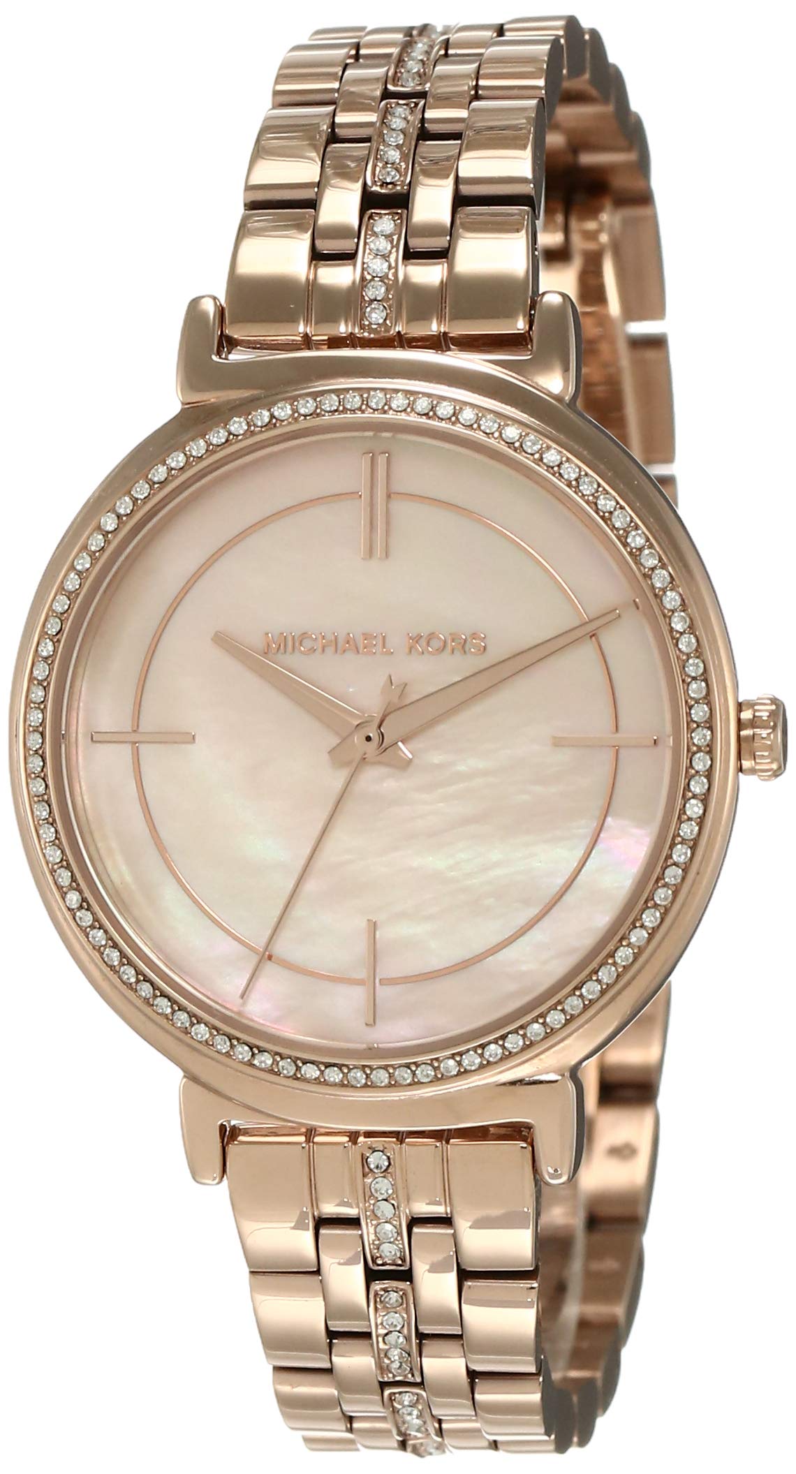 Michael Kors Womens Taryn ThreeHand Rose GoldTone Stainless Steel Watch  Set  MK3858  Watch Station