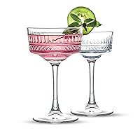 The Buybox Vintage Coupe Glasses Set of 2, Champagne, Cocktail, Martini, Wine Glasses, Long Stem Glassware, (8.8oz/260ml) (2 Pack)