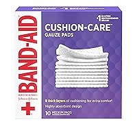 Brand Cushion Care Non-Stick Gauze Pads, Individually-Wrapped, Medium, 3 in x 3 in, 10 ct